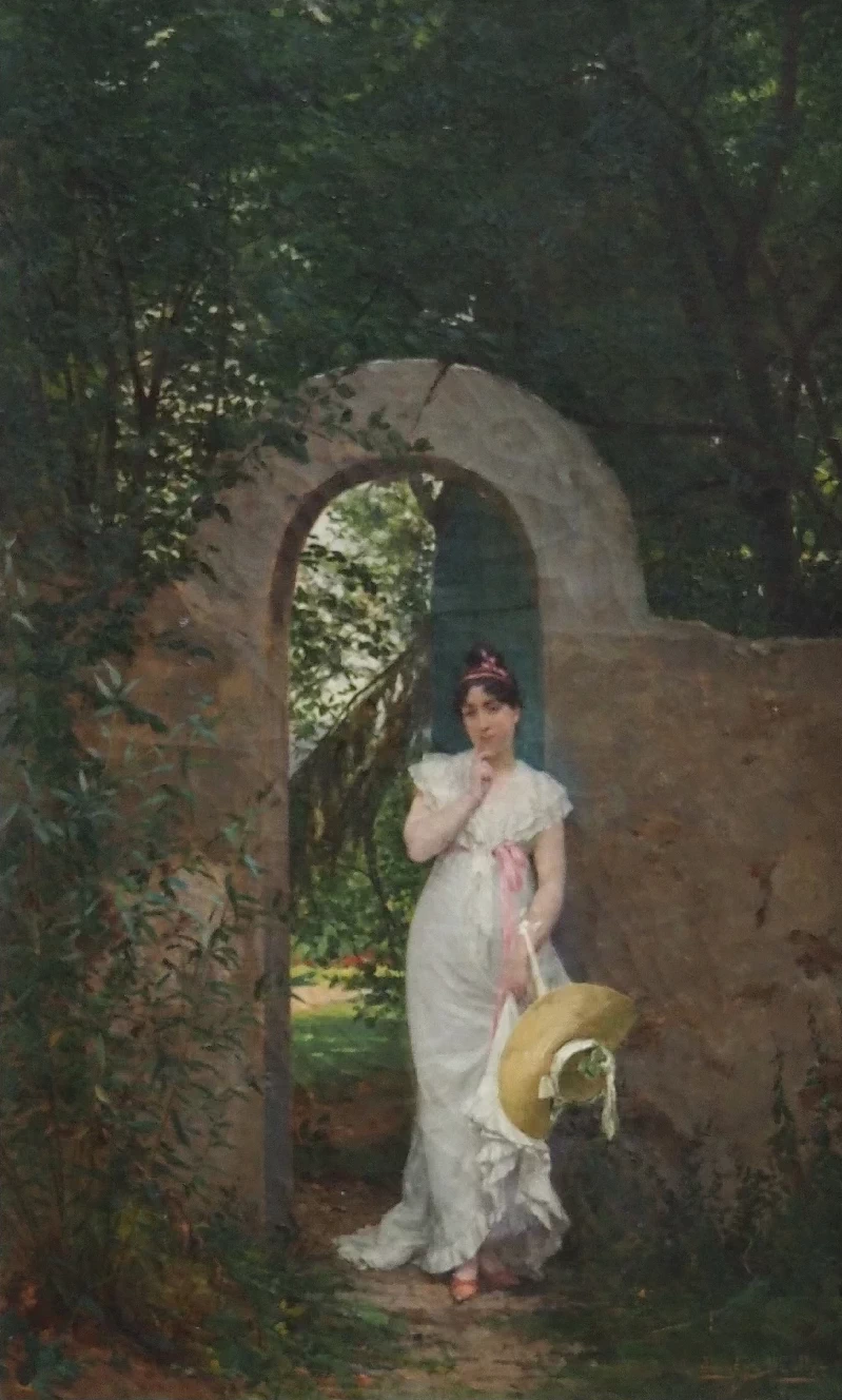 Eugène Auguste François Deully - Signora con cappello al parco